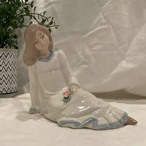 Retired Nadal “Girl w Pink Flower” Hand Crafted Hand Painted Porcelain Figurine.